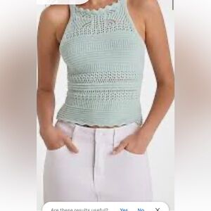 Express crochet scalloped hem tank women’s blue size small never worn